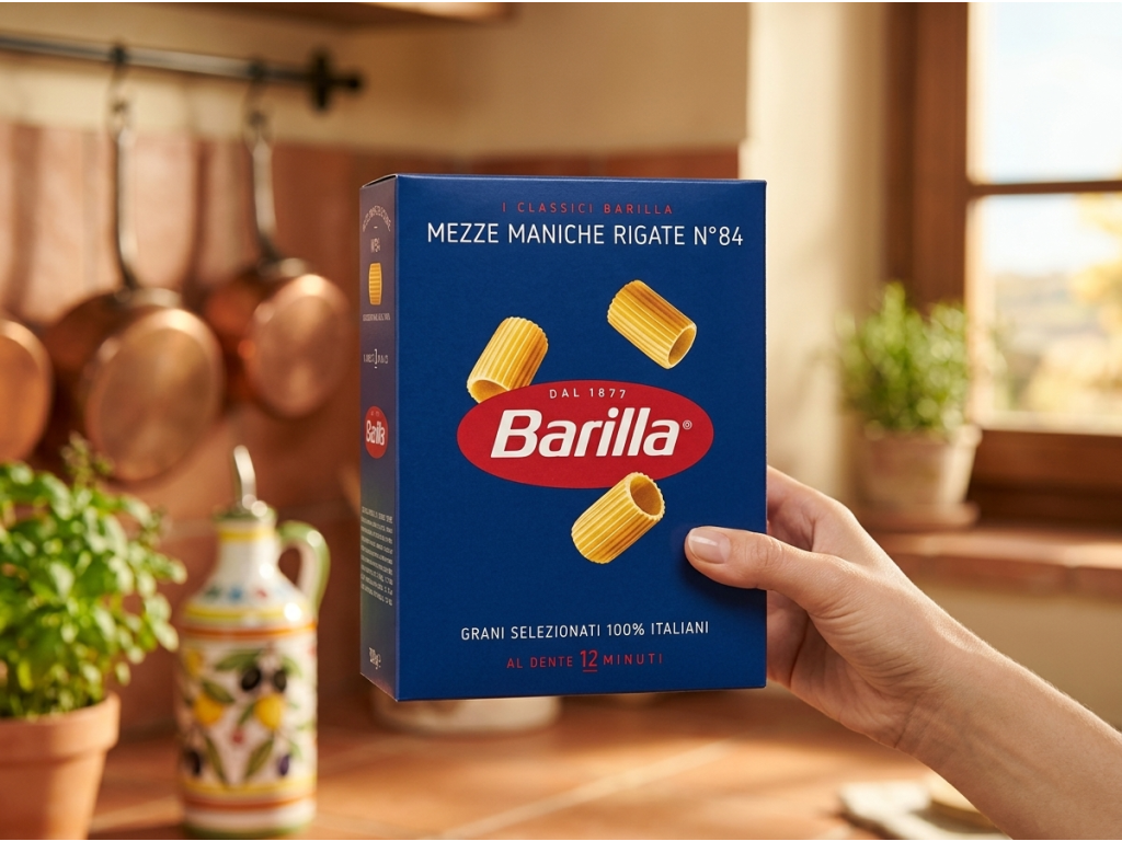 Barilla Mezze Maniche Rigate N.84 v ruce