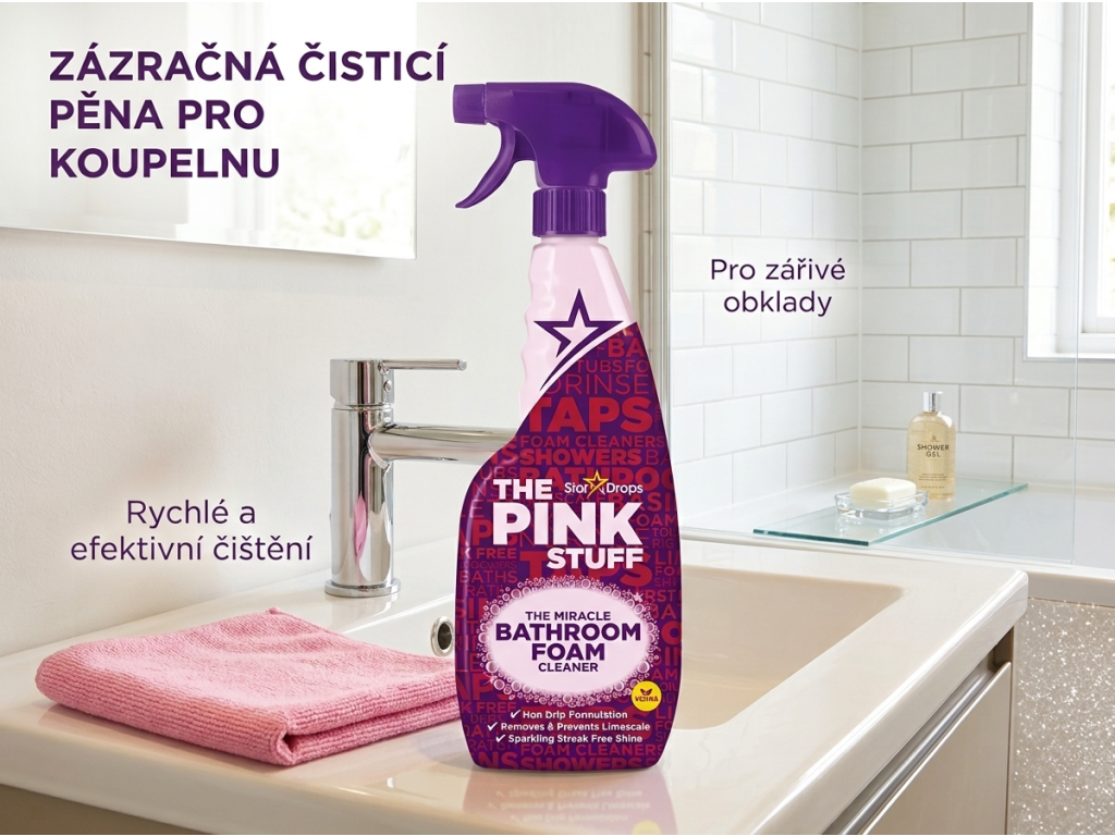 The Pink Stuff pěna v čisté koupelně