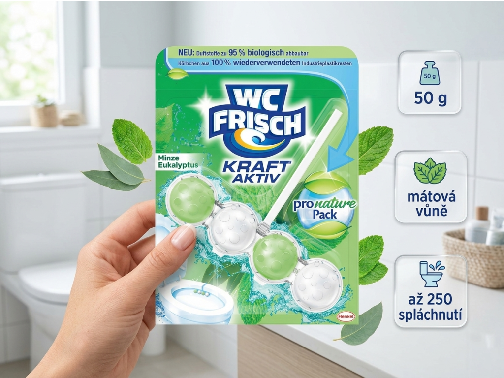 WC Frisch máta a eukalyptus v ruce