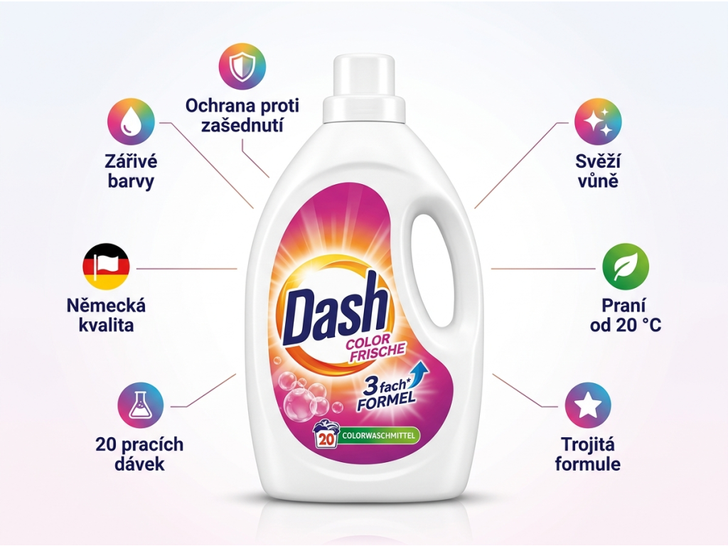 Dash Color prací gel na barevné prádlo 1,1 l 20 praní - přehled výhod