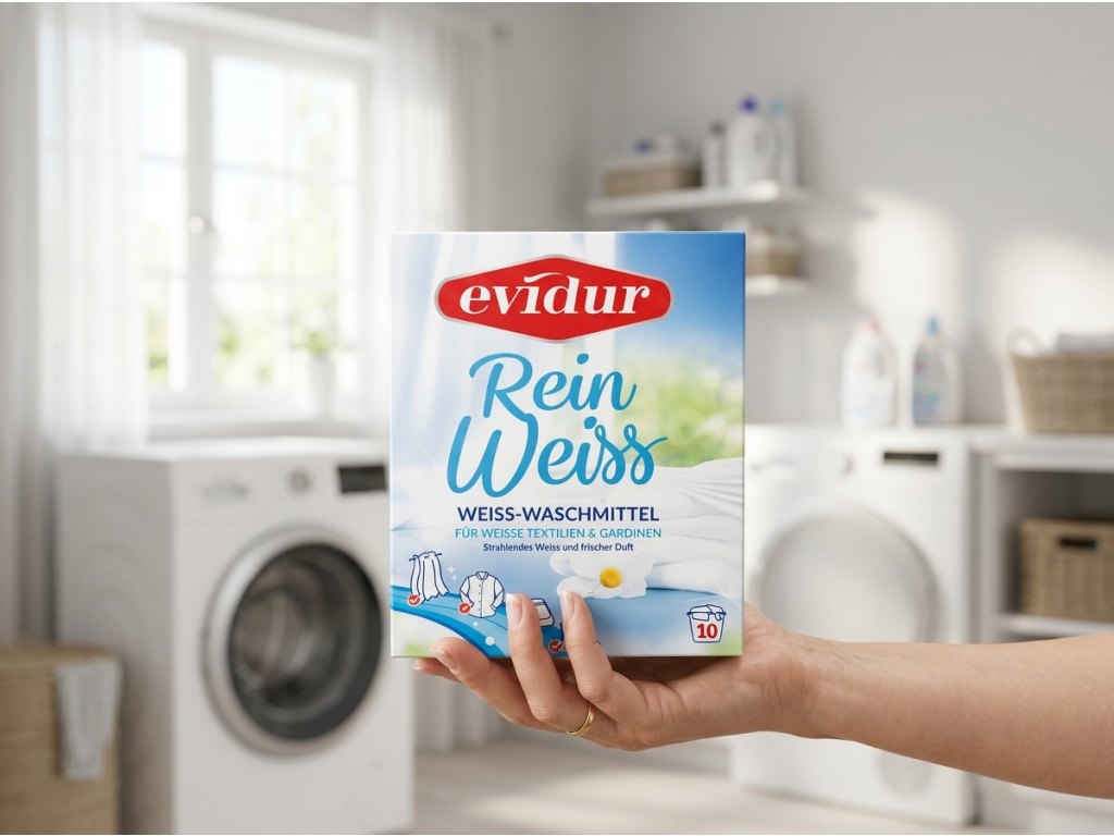 Balení Evidur Rein Weiss v ruce