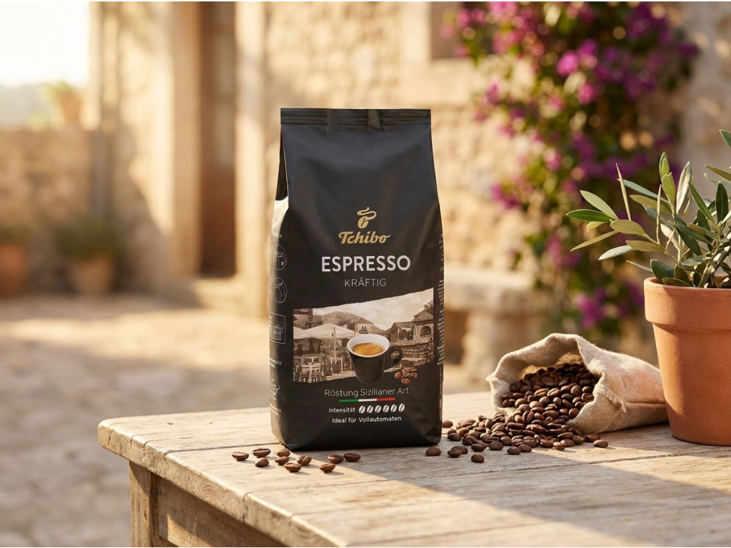 Tchibo Caffe Espresso Kräftig zrnková káva 1 kg - čerstvě pražená zrna