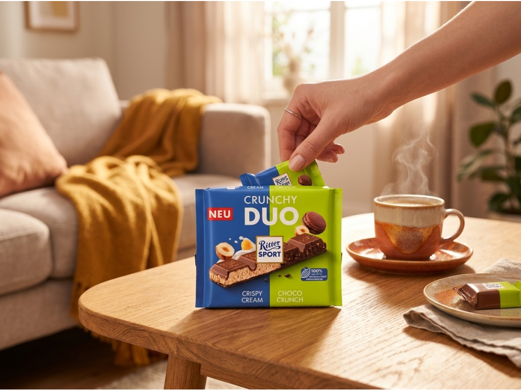 Ritter Sport Crunchy Duo při sdílení