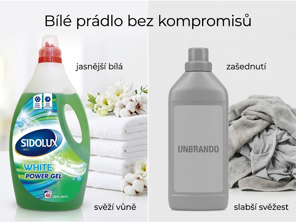 Srovnání Sidolux Power White s běžným pracím gelem