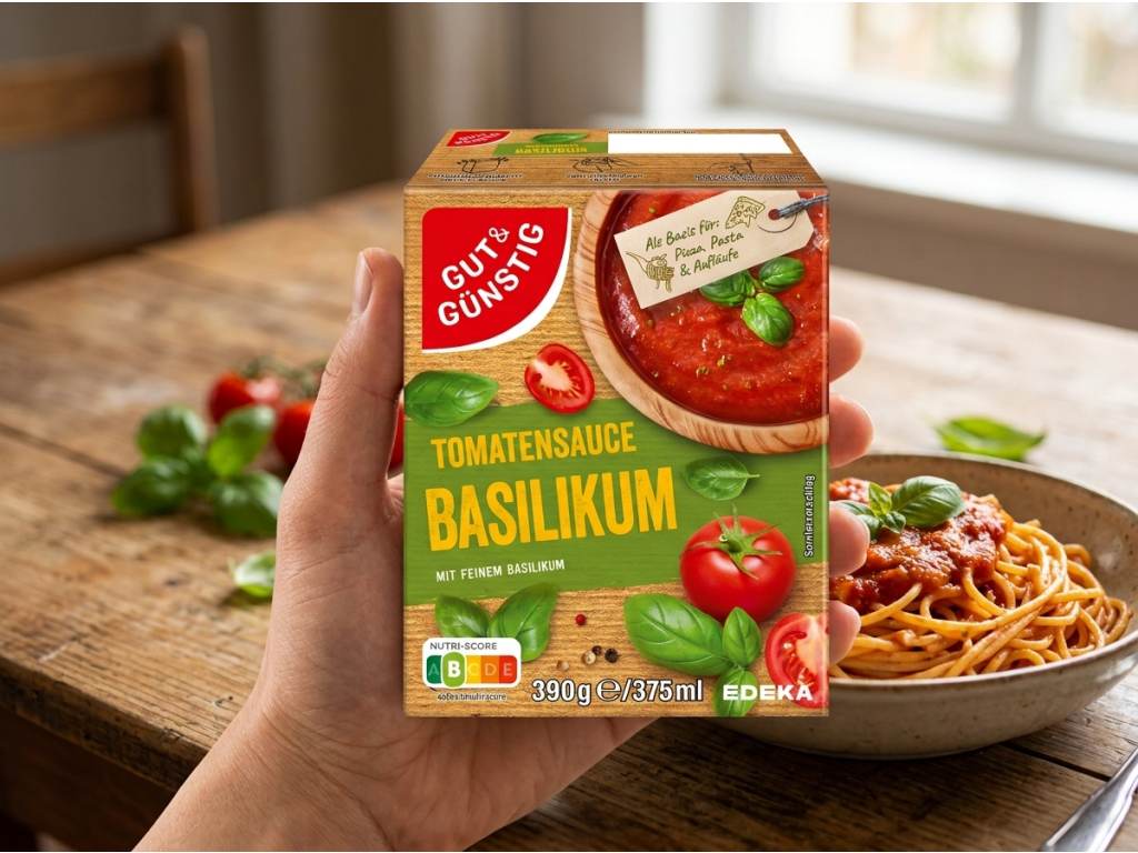 Balení G&G Rajčatové omáčky s bazalkou v ruce