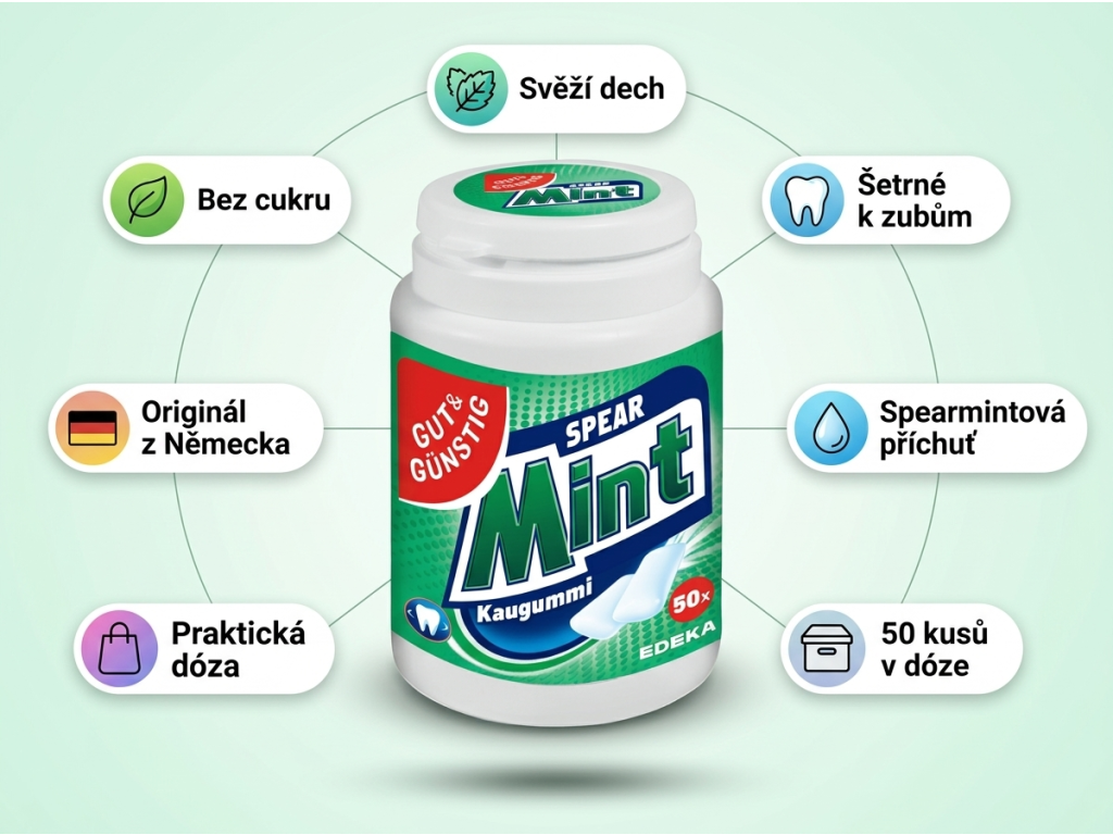 G&G Žvýkačky Spearmint 50 ks - přehled výhod