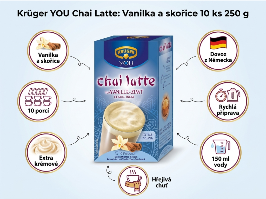Krüger YOU chai latte Vanilka a skořice - hlavní výhody
