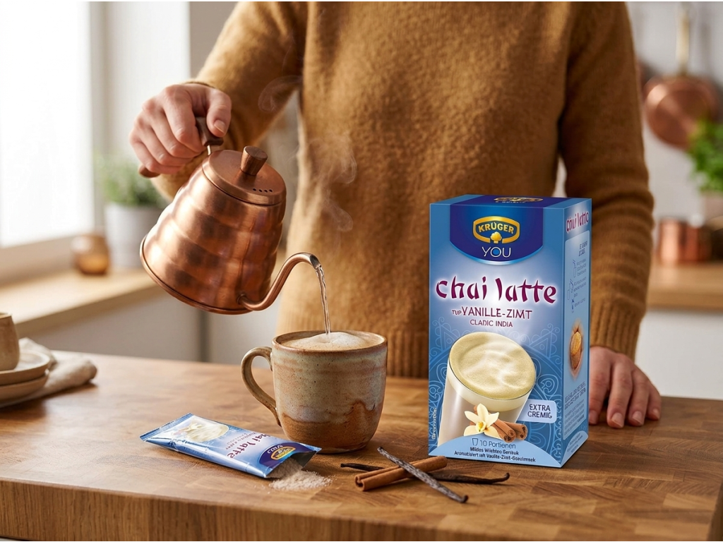 Krüger YOU chai latte Vanilka a skořice - příprava nápoje
