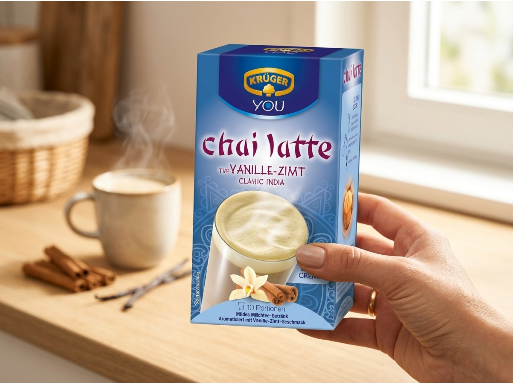 Krüger YOU chai latte Vanilka a skořice - balení v ruce