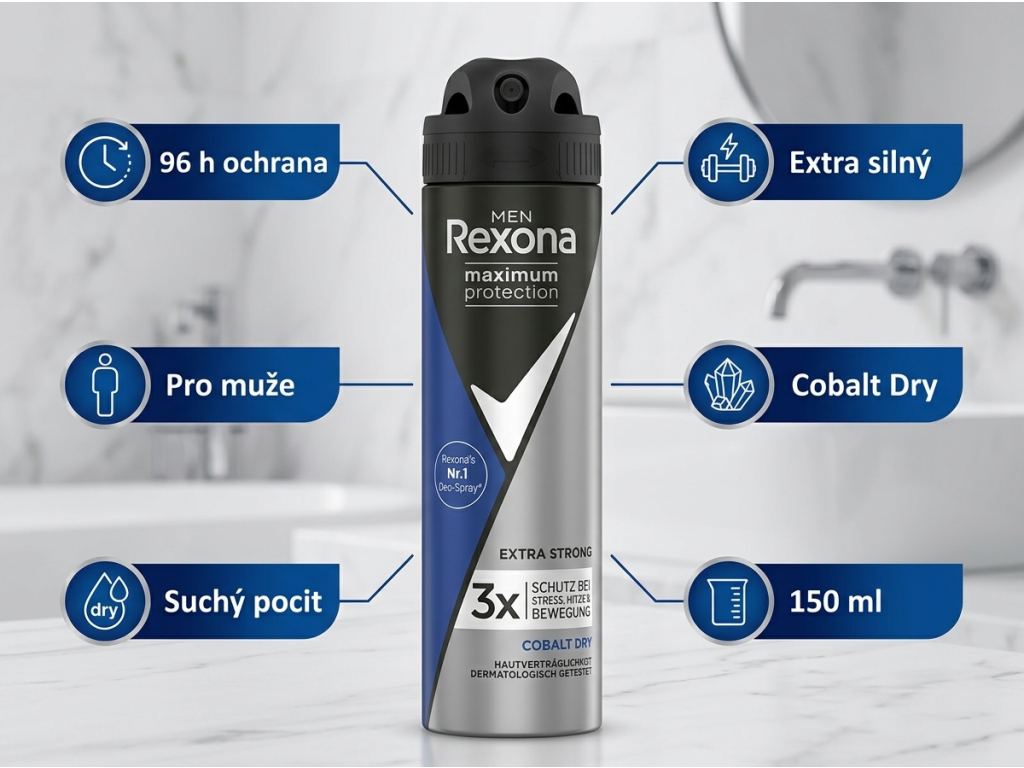 Rexona Men Maximum Protection Cobalt Dry - přehled výhod