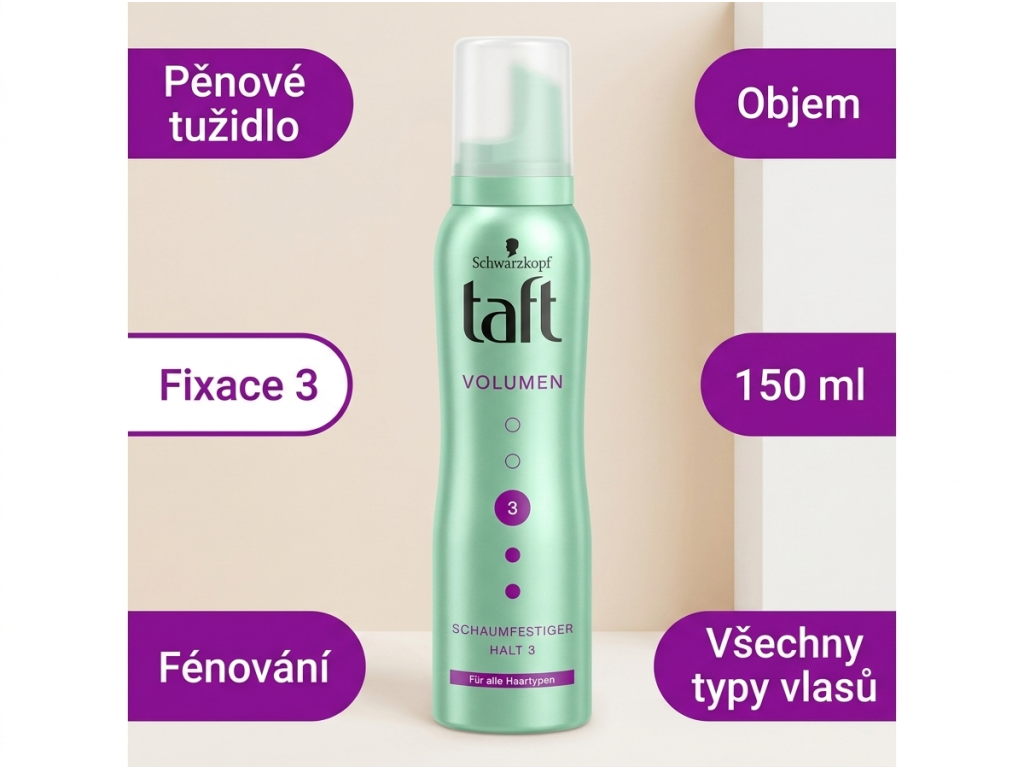 Taft Volumen pěnové tužidlo - přehled výhod