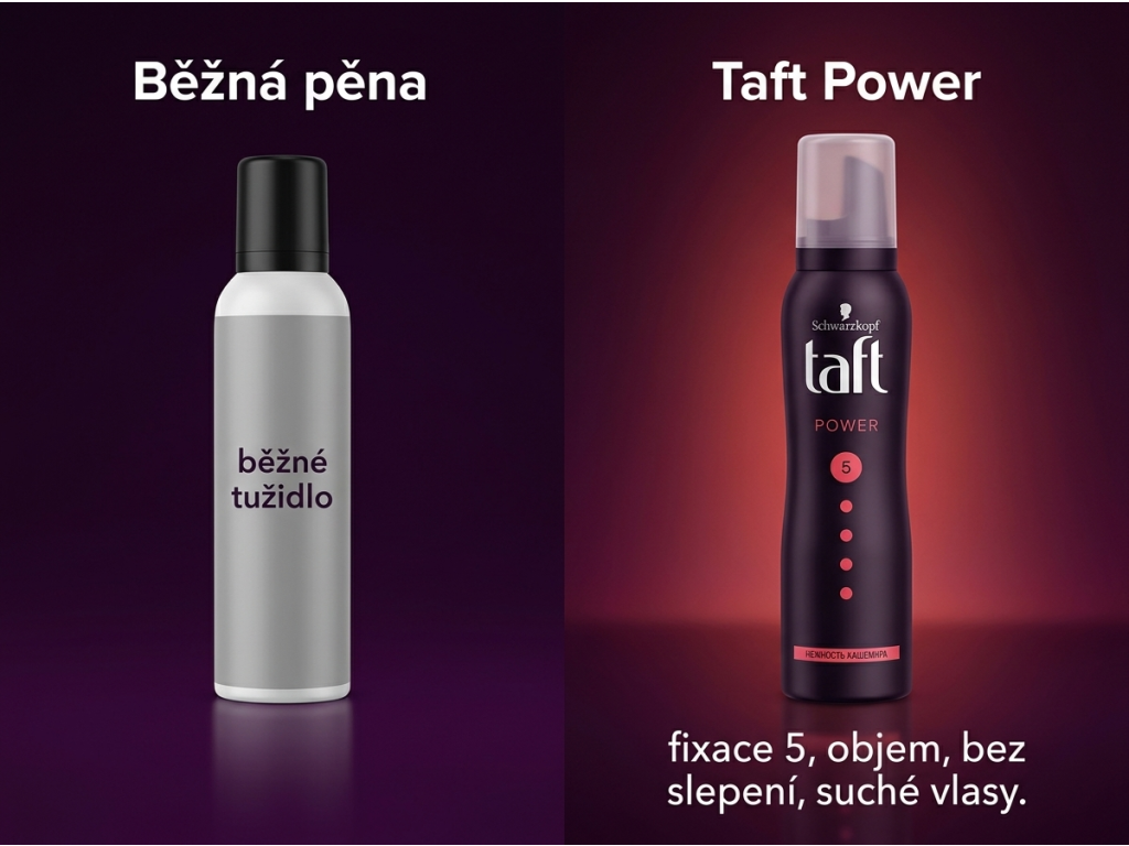 Srovnání pěnového tužidla Taft Power