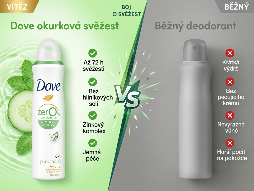 Dove deodorant ve spreji se zinkovým komplexem a vůní okurky 150 ml - srovnání
