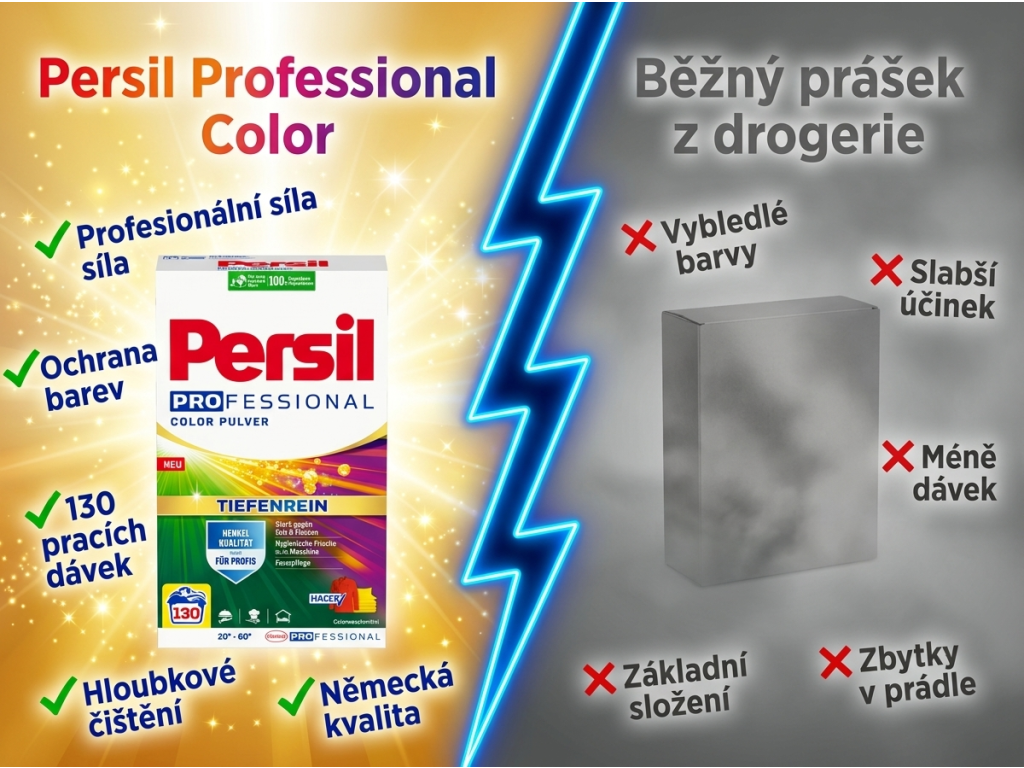 Srovnání Persil Professional Color s běžným práškem