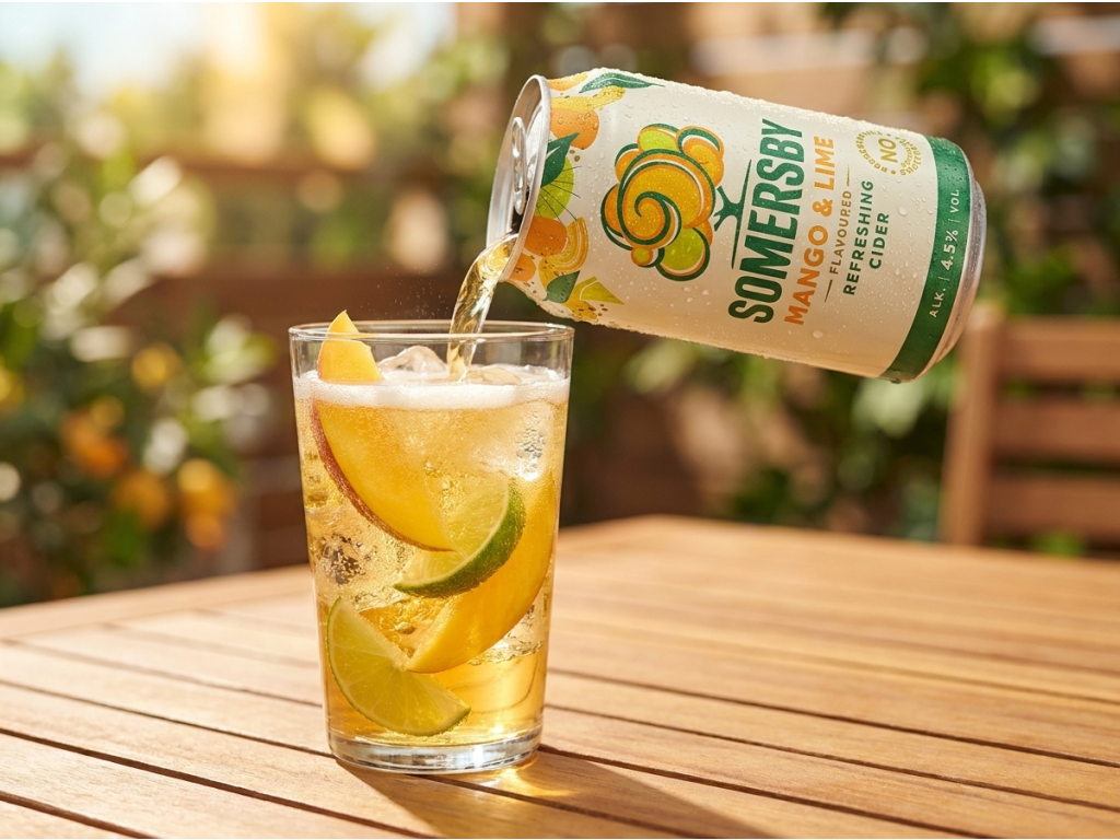 Somersby Mango a limetka podávaný na ledu