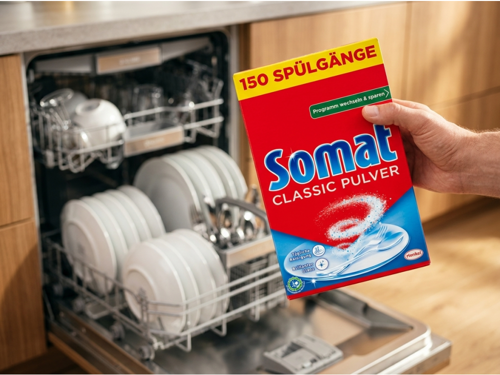Somat Classic prášek do myčky balení v ruce