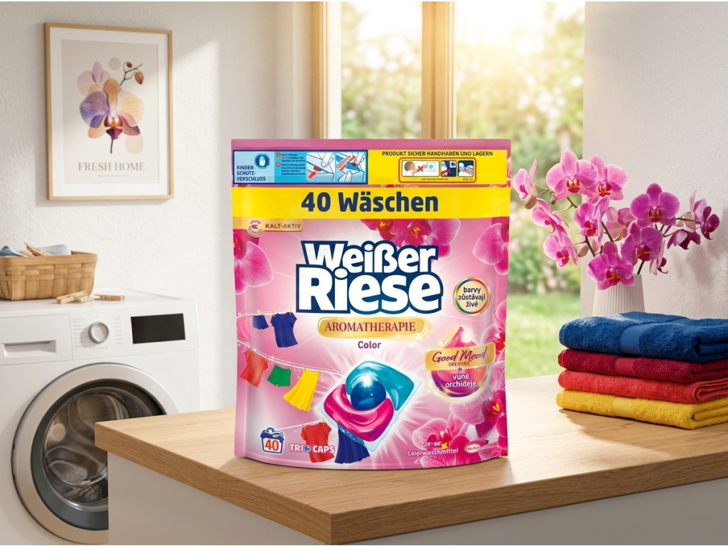 Weisser Riese Color Trio-Caps v prádelně