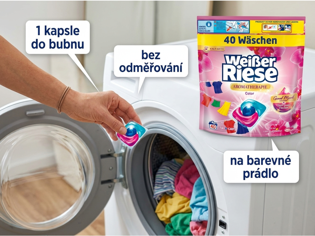 Použití kapsle Weisser Riese Color Trio-Caps