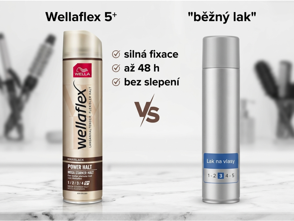 Srovnání Wellaflex Power Halt 5+ s běžným lakem