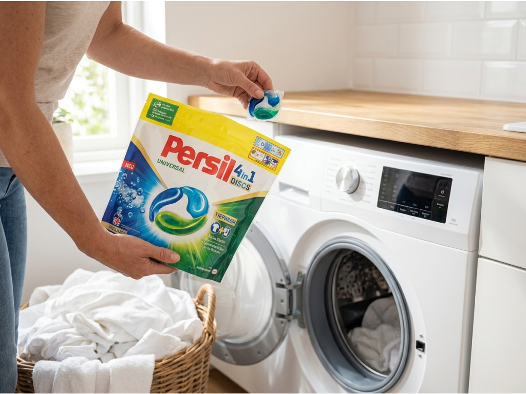 Vkládání Persil 4v1 kapsle do pračky