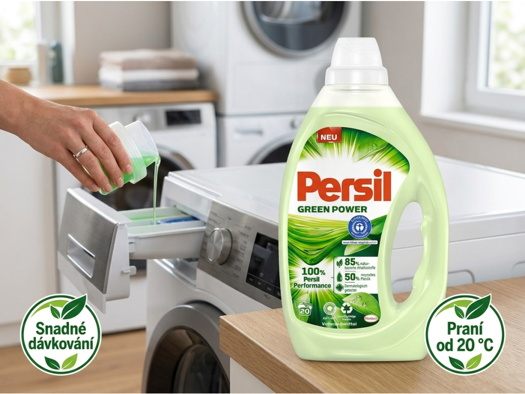Persil Green Power prací gel při praní v pračce