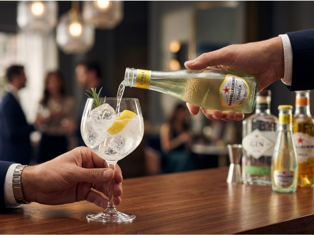 Nalévání Sanpellegrino Citrus Tonic