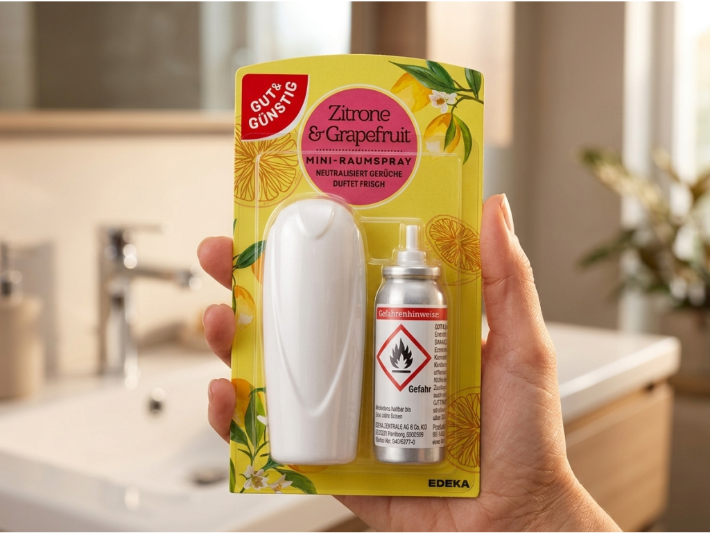 G&G Citrón a grapefruit osvěžovač vzduchu 25 ml - kompaktní balení v ruce