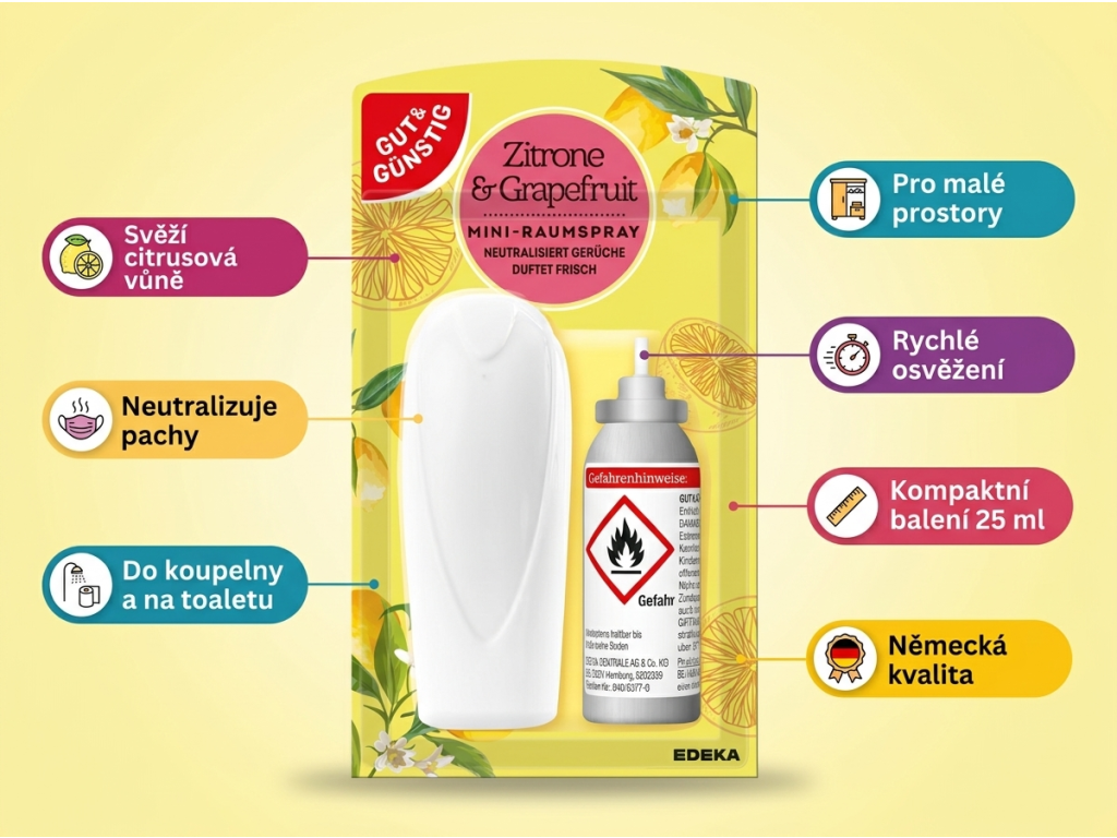 G&G Citrón a grapefruit osvěžovač vzduchu 25 ml - přehled výhod
