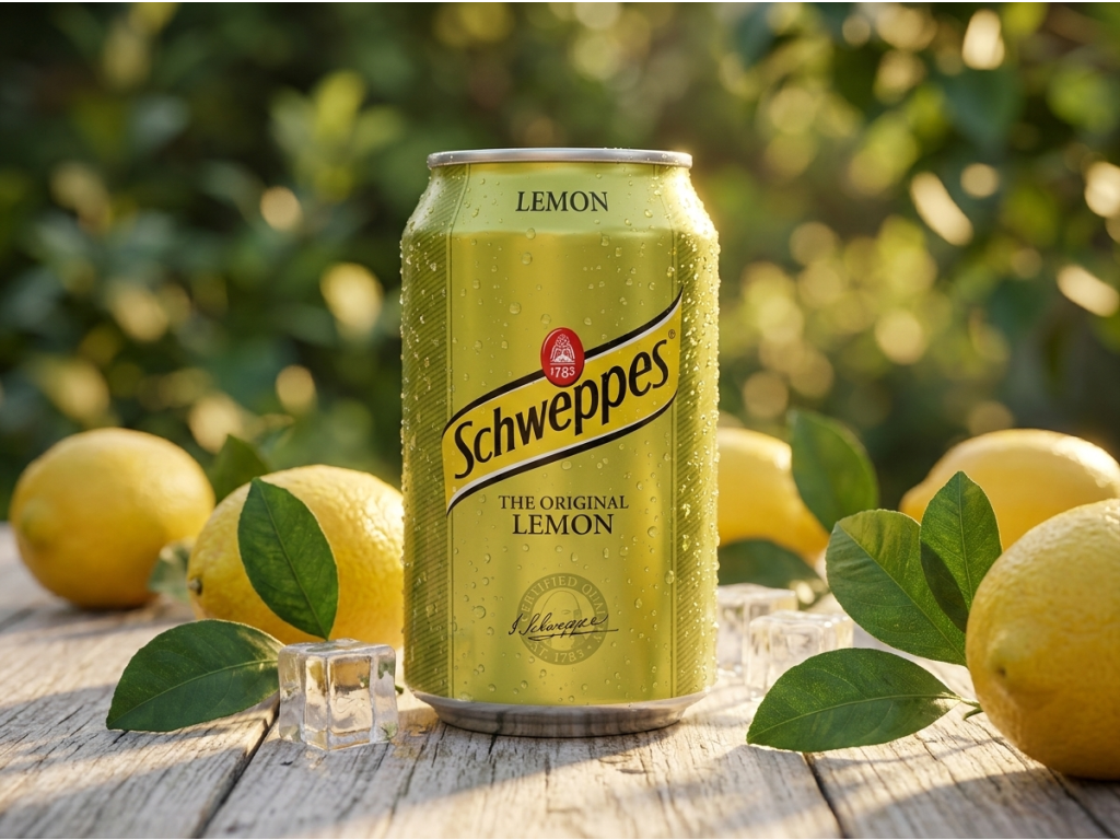 Schweppes The Original Lemon 330 ml v letní zahradě