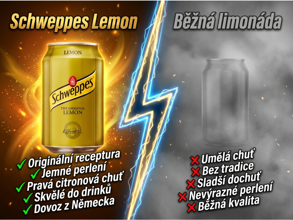 Srovnání Schweppes The Original Lemon s běžnou limonádou