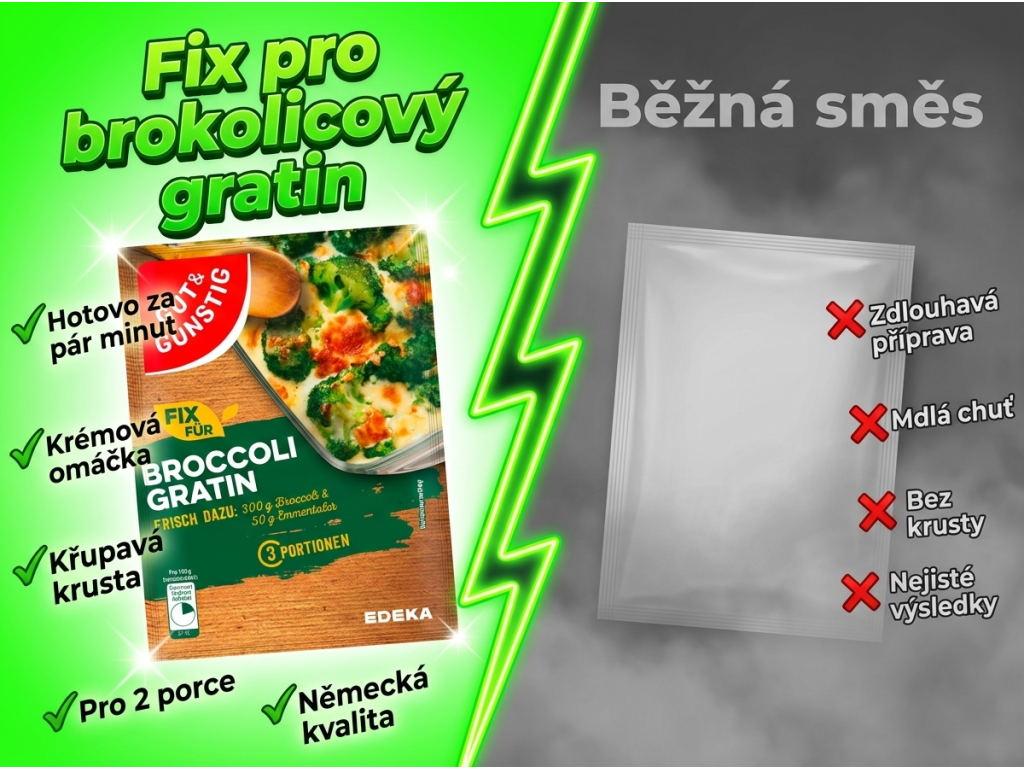 G&G Fix pro zapékanou brokolici - srovnání s běžnou směsí