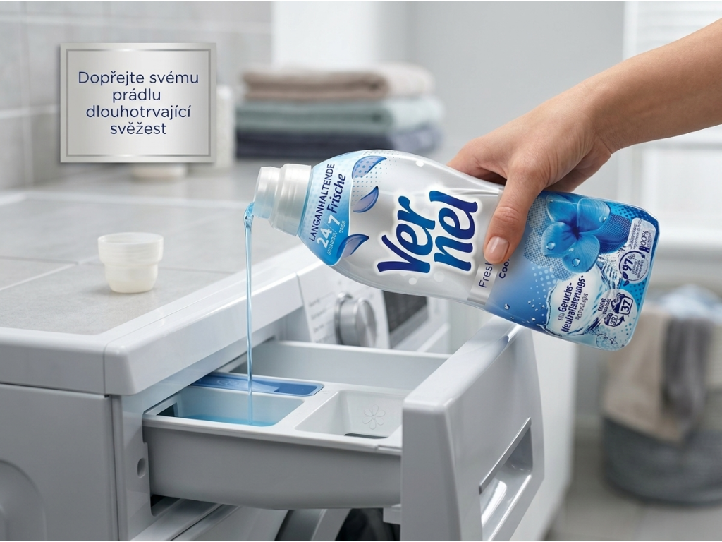 Použití aviváže Vernel Cool Fresh do přihrádky pračky