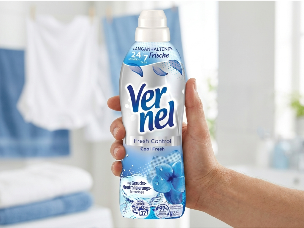 Lahev Vernel Cool Fresh držená v ruce