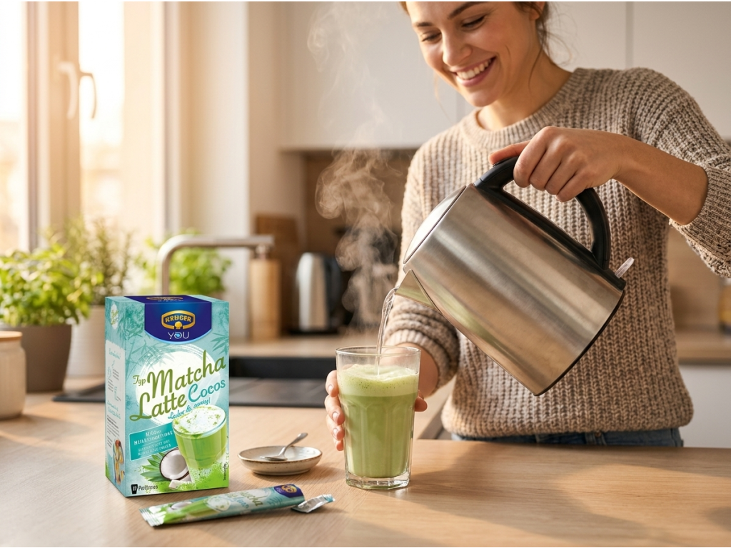 Krüger YOU Matcha Latte Kokos při přípravě nápoje
