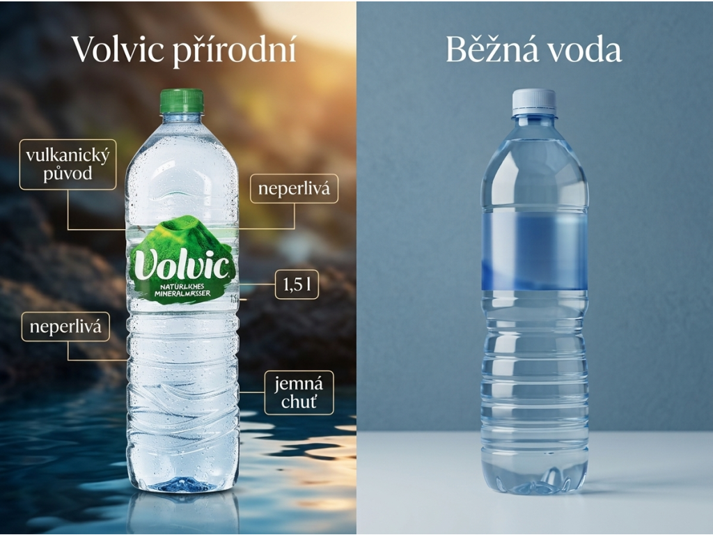 Srovnání Volvic Natural s běžnou vodou