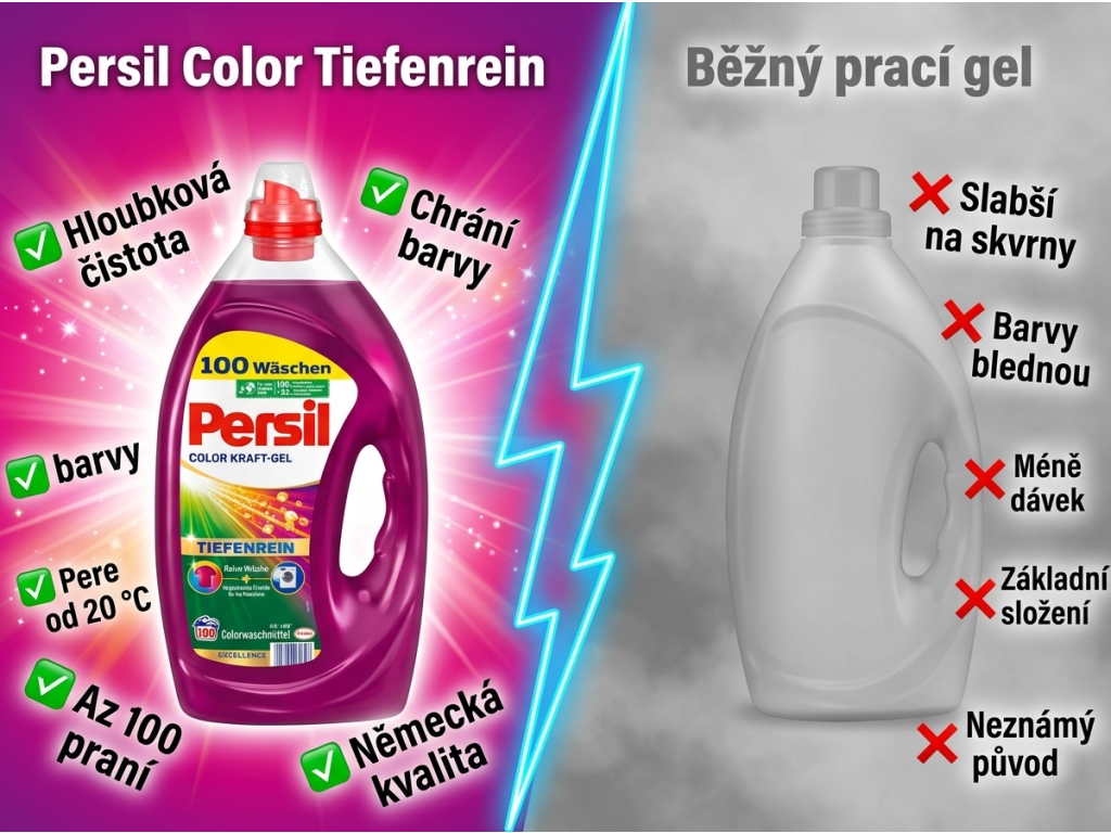 Persil Color prací gel vs. běžný prací gel