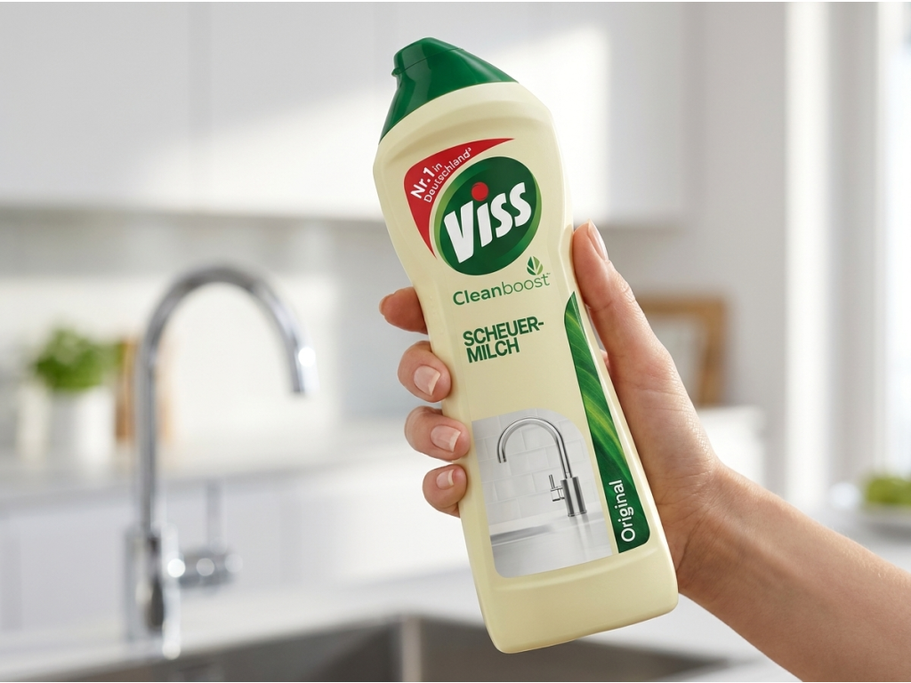 Viss Original tekutý čisticí písek držený v ruce