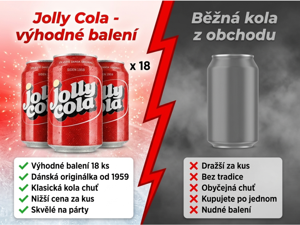 Srovnání Jolly Cola výhodné balení s běžnou kolou