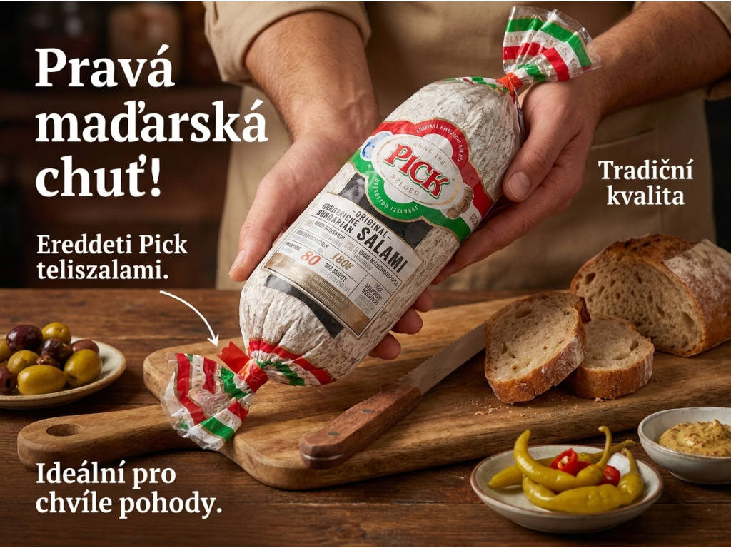 Pick pravý maďarský uherský salám při přípravě pohoštění