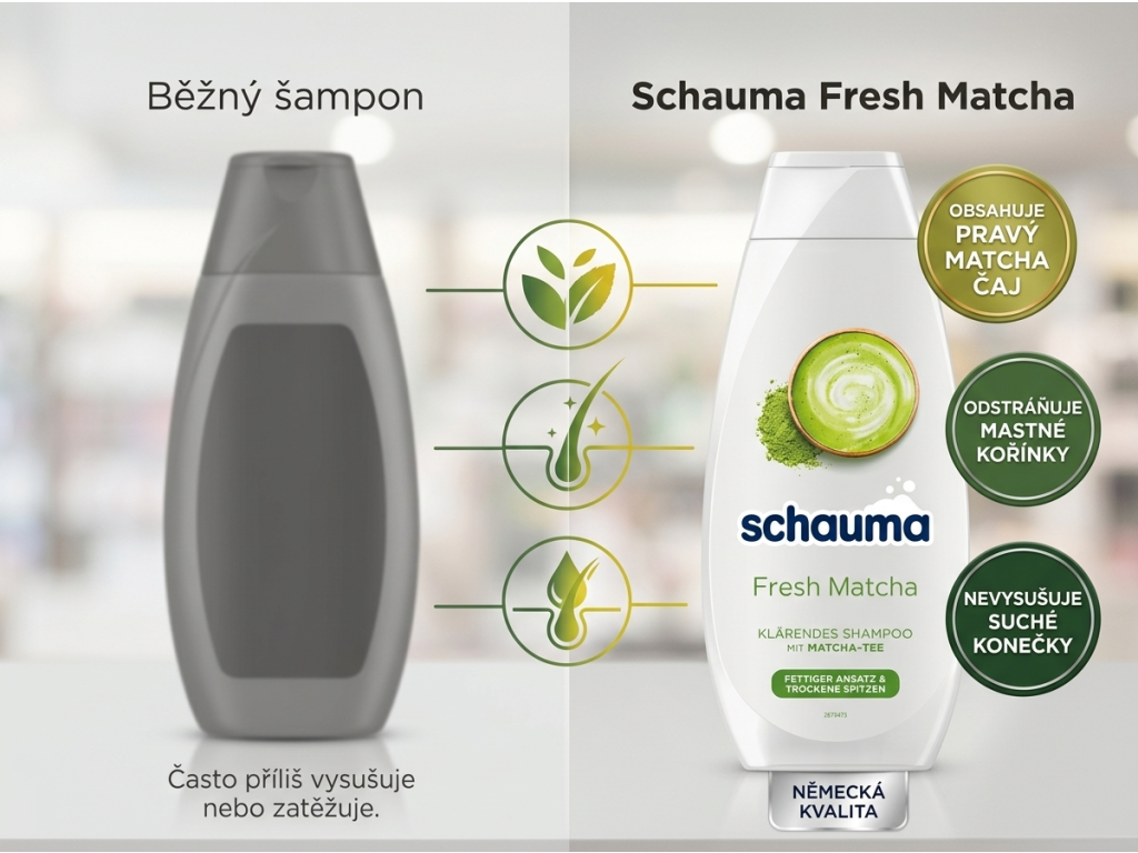 Srovnání šamponu Schauma Fresh Matcha