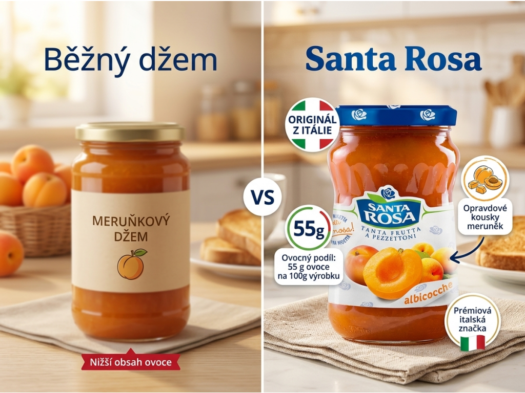 Srovnání meruňkového džemu Santa Rosa