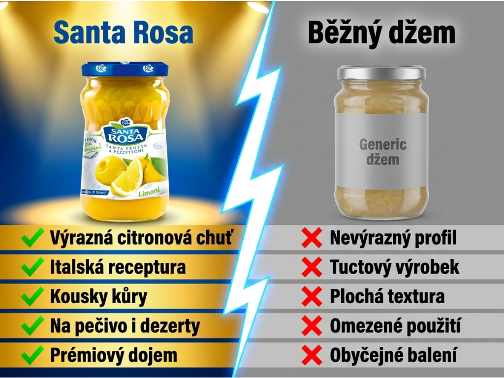 Srovnání citronového džemu Santa Rosa