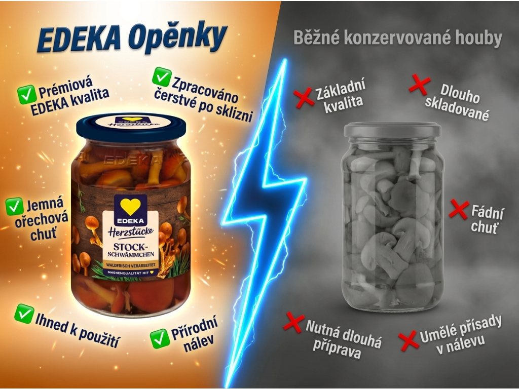 Edeka nakládané opěnky - srovnání s běžnými houbami
