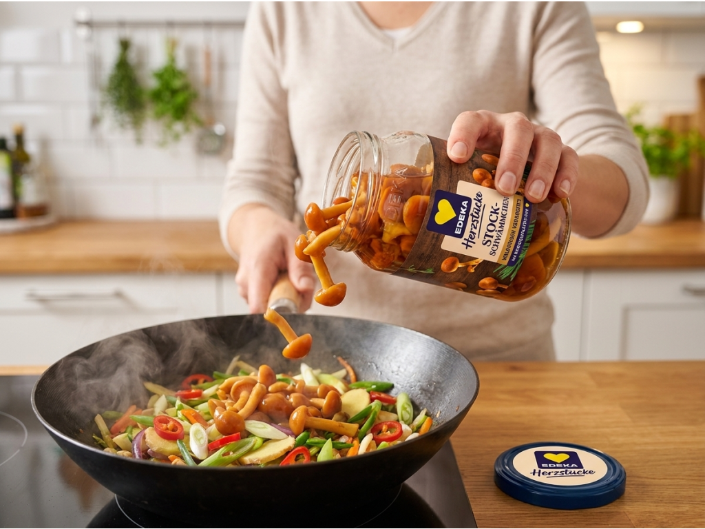Edeka nakládané opěnky při přípravě wok pokrmu