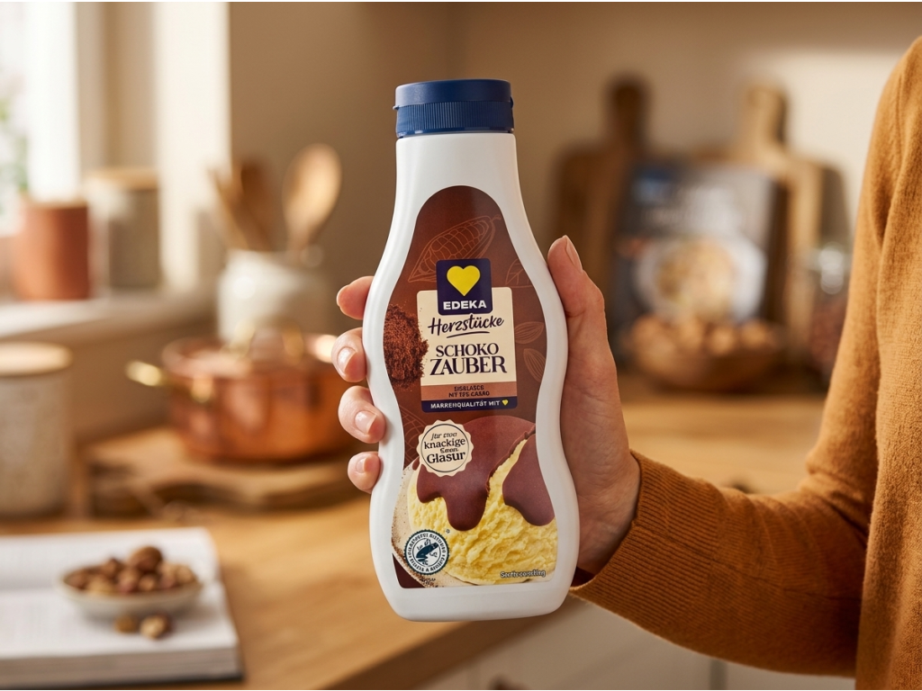 Edeka Čokoládová glazura na zmrzlinu v ruce