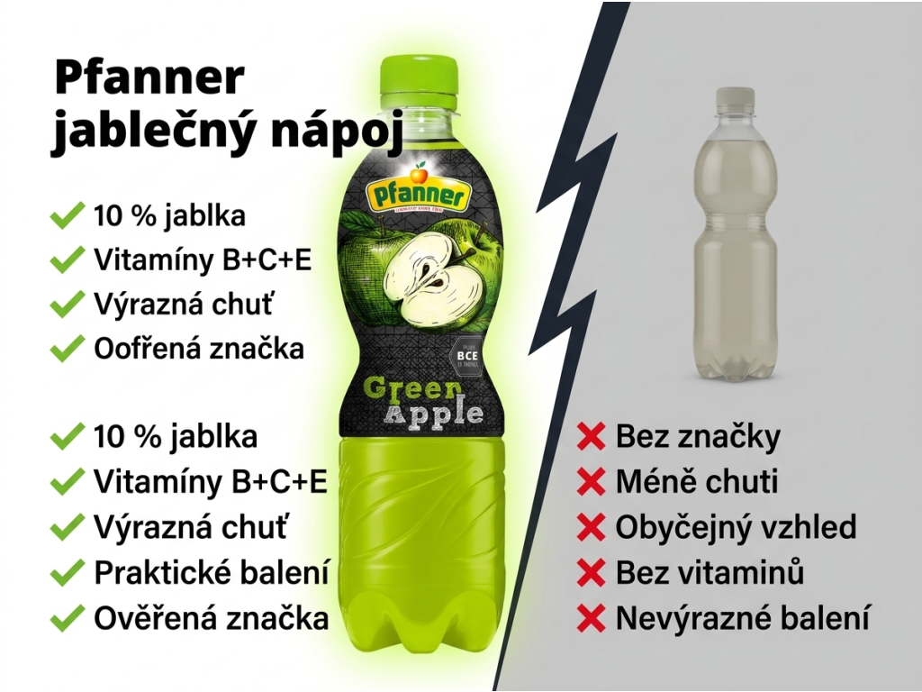 Pfanner jablečný nápoj s vitamíny - srovnání