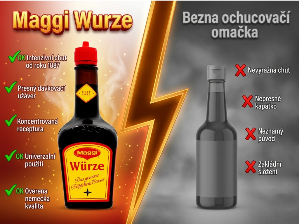 Srovnání Maggi Würze s běžným ochucovadlem