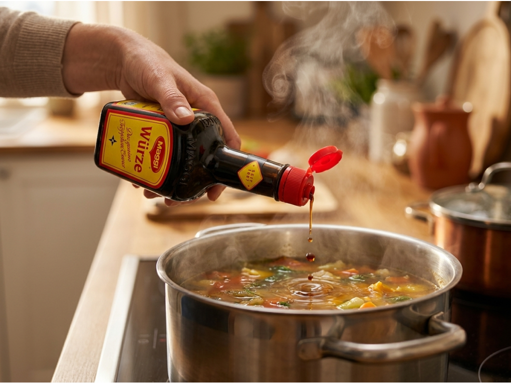 Dochucení polévky Maggi Würze tekutým kořením