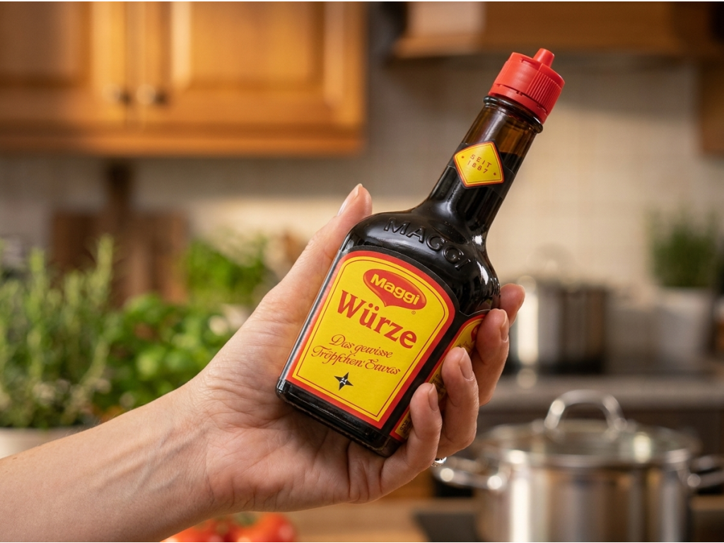 Maggi Würze tekuté koření v ruce