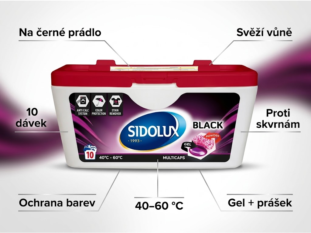 Sidolux Multicaps Black - hlavní výhody pracích kapslí